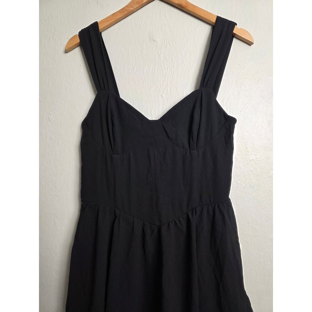 Lulus Carlynda Black Tiered Bustier Chiffon Basque Waist A Line Maxi Dress M - Picture 6 of 14